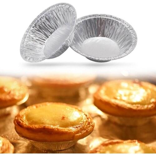 100pcs Aluminum Foil Egg Tart Pan Molds Mini Pot Pie Plate Disposable Baking Tart Cups Tin Base Round Tray Case Cupcake Set M1A9