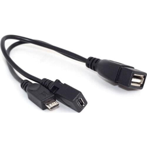 28EA USB A Famale to Micro USB Male & Female 2-in-1 Micro USB Host OTG Adapter Cable 2PCS