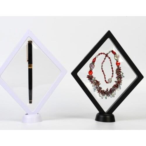 40pcs/lot 160*160*20mm Clear PET Membrane box Holder Floating Display Case Earring Gems Ring Jewelry Suspension Packaging Box