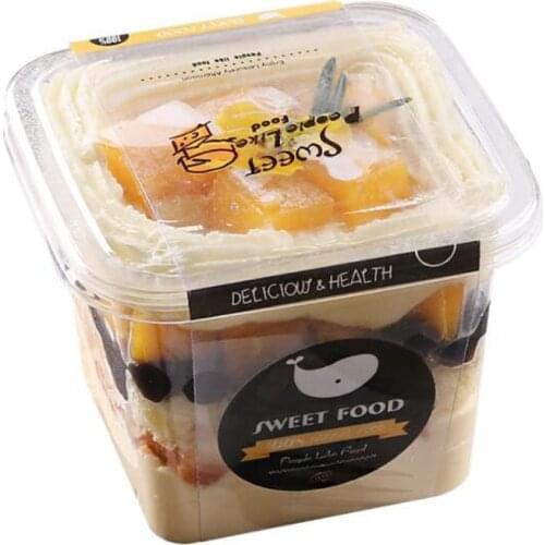 50pcs 350ml Dessert Cups Pudding Jelly Ice Cream Plastic Cups Creative Square Transparent Cake Box Decoration Supplies