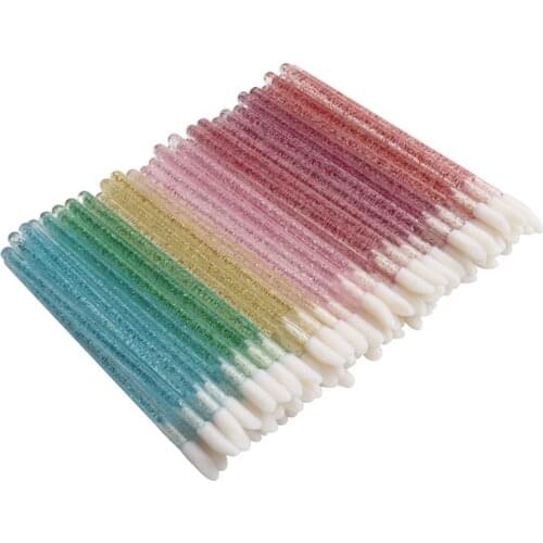 50pcs Crystal Disposable Makeup Lip Brush Soft Lipstick Mascara Wands Applicators Eyelash Cleaner Cleaning Cosmetic Make Up Tool