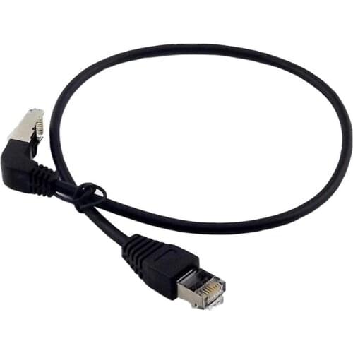 5x Ethernet LAN Network RJ45 Male 90 Degree UP Angled Plug to Male Straight Plug Extension Adapter Connector Cable 50cm