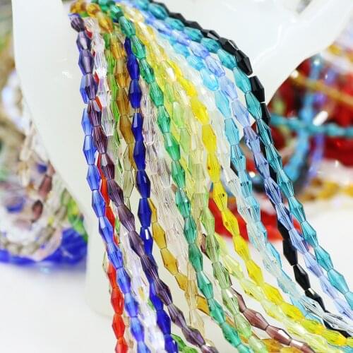 ZHUBI Austrian Faceted Crystal 3*6/4*8mm Long Bicone Glass Spacer Loose Beads Jewelry handwork Bracelet Making DIY Accessories