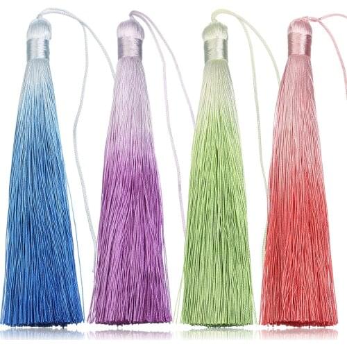CKysee 4pcs/pack Of Gradient Color Polyester Silk Tassels DIY Craft Bookmark Curtain Jewelry Sling Tassel Decoration Accessories