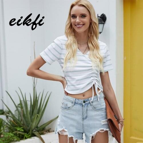 Женские полосатые футболки EIKFI China At AliExpress