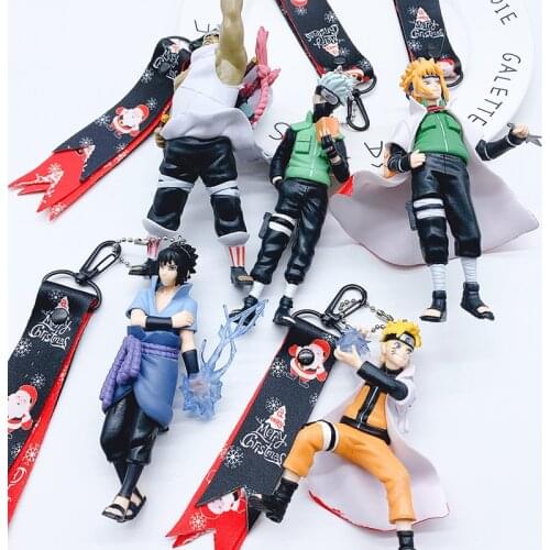 Action Naruto Figure Keychain One Piece Doll Pendant Car Key Ring Creative Bag Charm Toys