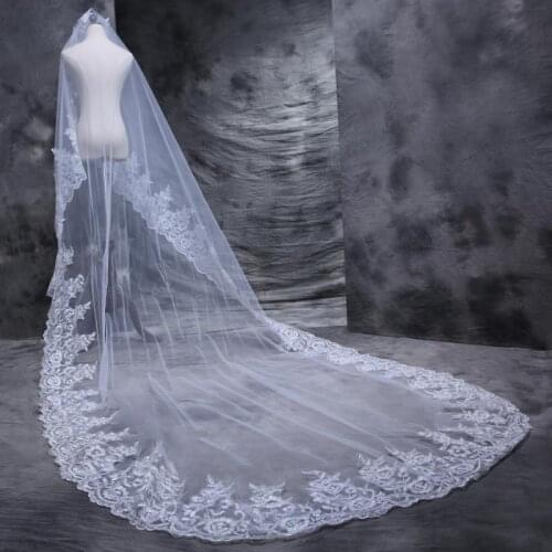 Ivory Cathedral Wedding veil 3m lace Bridal Veil Wholesale New Wedding Accessories