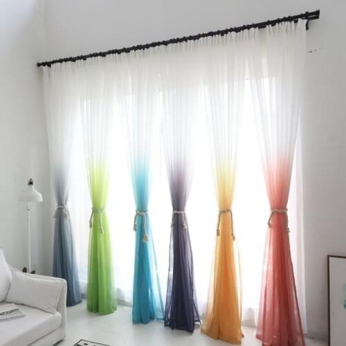 Gradient Tulle Curtains for Living Room Kitchen Bedroom Simple Decorative Window Treatment Fabrics Organza Sheer Panel