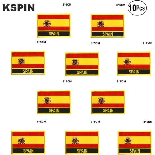 Spain Flag Embroidery Patches Iron on Saw on Transfer patches Sewing Applications for Clothes in Home&Garden