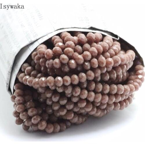 Isywaka Solid Coffee Colors 4*6mm 50pcs Rondelle Austria faceted Crystal Glass Beads Loose Spacer Round Beads Jewelry Making