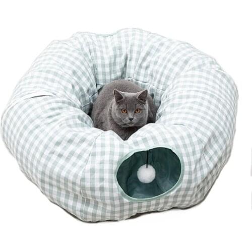 Cat Tunnel Bed with Ball Toys Fun Design Pet Pad Sleeping and Play Toys Dog Cat Tunnel 2 Colors Drop shipping