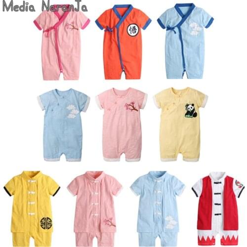 Baby boys girls summer clothes Chinese traditional style costume boys girls children short sleeve jumpsuit photography outfits