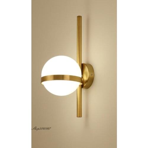 Nordic Simple Sconce Wall Lights Led Copper Glass Wall Lamp Bed Room Decor Living Room TV Background Wall Lights Lighting Lamp