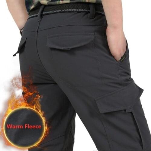 Autumn Winter Mens Plus Velvet Warm Overalls Trousers Outdoor Riding Sports Hiking Climbing Fishing Thick Thermal Straight Pants