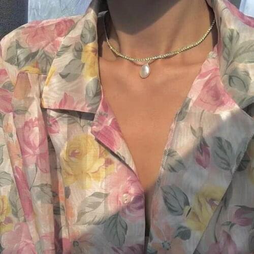 1 Pcs Retro Women Necklaces Pearl Pendant Crystal Clavicle Chain Gold Silver Color Necklace Fashion Wedding Party Jewelry