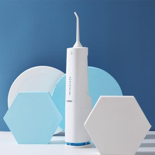 AZDENT Portable Electric Oral Irrigator Teeth Cleaner 4 Modes Water Dental Flosser 360ml Water Tank 5 Jet Tips 2000mAh Battery