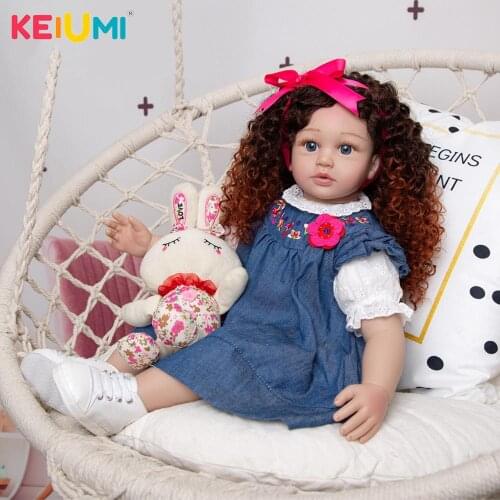 KEIUMI 24 Inch Reborn Babies Doll Realistic 60 cm Soft Cloth Body Lovely Reborn Boneca Menina For Childrens Day Birthday Gifts