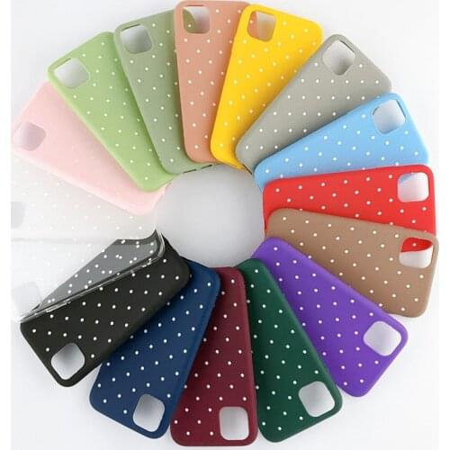 Ottwn Wave Point Silicone Phone Case For iPhone 11 Pro X XR XS Max 8 7 6 6s Plus 5 5s SE 2020 Candy Color Dots Soft TPU Cover