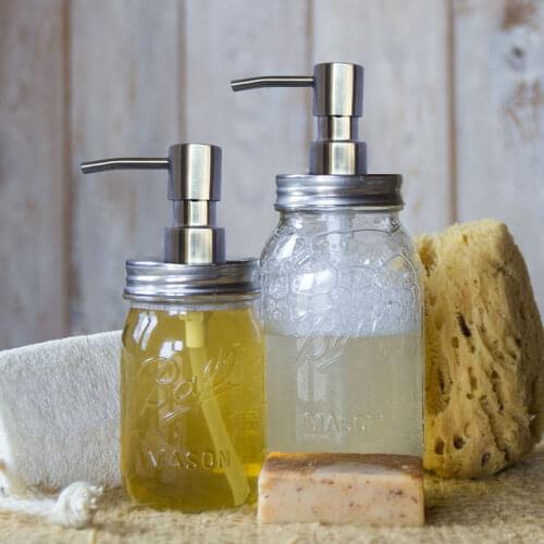 Bathroom Accessories Soap Dispenser Glass Mason Jar Satainless Steel Pump Bottle Shampoo Bottle Hand Santizer dozownik do mydla