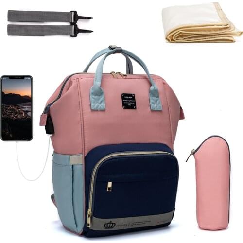 LEQUEEN USB Diaper Bag Baby Care Mummy Maternity Bag Large Storage Travel Waterproof Antifouling Backpack Stroller Bag Nappy Bag