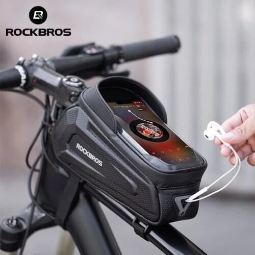 ROCKBROS Bike Phone Bag Front Tube Bicycle Frame Bag Waterproof Touch Screen 5.8 /6inch Cellphone Case MTB Road Bike Accessories