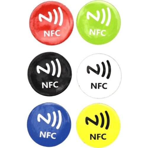 T3EE 6PCS NFC Tags Stickers Anti Metal Ntag213 Adhesive Label Metallic Sticker Universal RFID Tag for NFC Mobile Phones