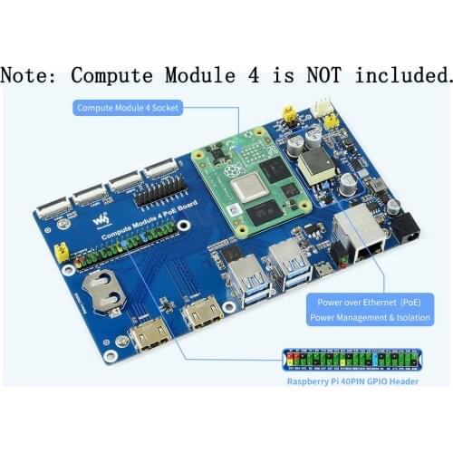 POE IO Expansion Board USB 3.2 Gen1 Interface Hub for Raspberry Pi Compute Module 4