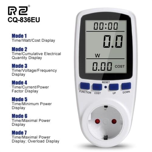 RZ Power Meters 230v Digital Voltage Wattmeter AC Power Consumption Meter Watt Energy Meter Electricity Analyzer KWH Monitor