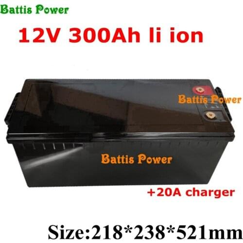Waterproof 12V 300AH lithium ion no 320ah for 1200W inverter Solar energy camping reserve power supply EV UPS + 20A Charger