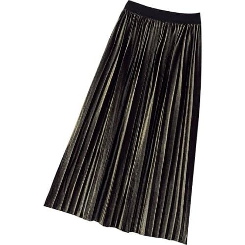 Plus Size Skirt Women Fashion Skirts 2020 Ladies Winter Autumn Clothes Long Pleated Skirt Black Faldas Jupe Femme 4296