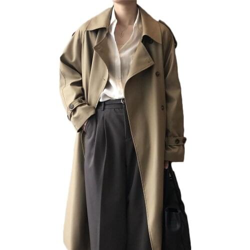 WSYORE Long Windbreaker Coat Women Spring and Autumn Casual Slim Wild Double-breasted Trench Jacket Elegant OL Jacket NS2914
