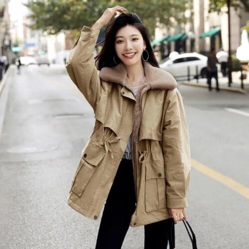 Female Plus Velvet Coat Jacket Women 2021 Women Winter New Loose And Versatile Fashion Temperament Windbreaker Coat Women Tide70