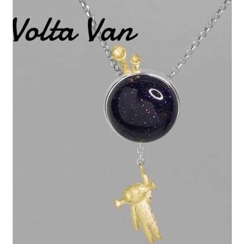 Volta Van Women Pendant Necklaces Elegant 925 Sterling Silver 2021 New Aventurine Figure Concise Leisure Party Silver Necklace