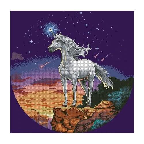 Gold Collection Counted Cross Stitch Kit Starlight Starshine Unicorn at Starry Night