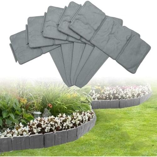 5Pcs Garden Fence Edging Cobbled Stone Effect No Dig Border Edging for Garden Lawn Landscaping Decoration