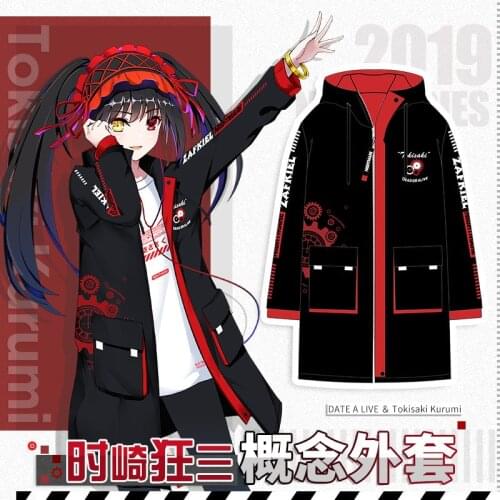 Anime Date A Live Tokisaki Kurumi Cosplay Wind Coat Black Halloween Costumes Women Carnival Clothes 2020 Unisex Hooded Uniform