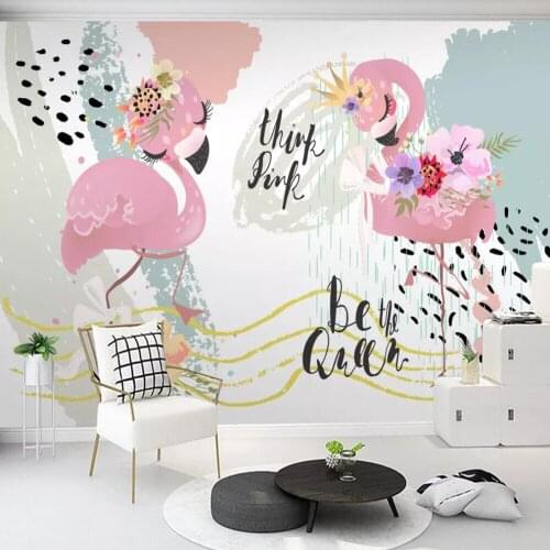 Milofi custom large 3D wallpaper mural modern minimalist flamingo geometric lines graffiti background wall decoration wallpaper