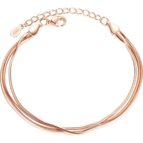 Hot Sale Rose Gold/Silver Color Alloy Multilayer Bracelets Snake Chain Charm Bracelets For Women Personality Jewelry