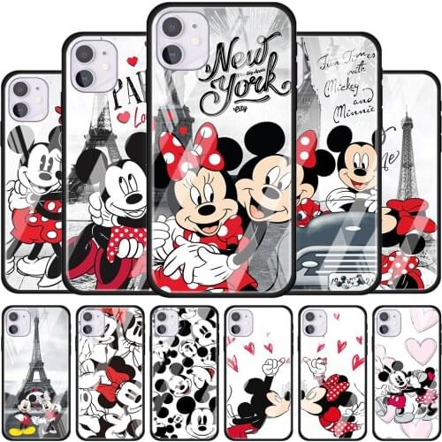 Mickey Minnie in London for Apple iPhone 12 Pro Max Mini 11 Pro XS Max X XR 6S 6 7 8 Plus Luxury Tempered Glass Phone Case