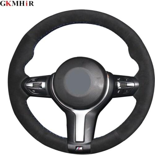 Black Genuine Leather Suede Car Steering Wheel Cover For BMW F87 M2 F80 M3 F82 M4 M5 F12 F13 M6 X5 M F86 X6 M F33 F30 M Sport