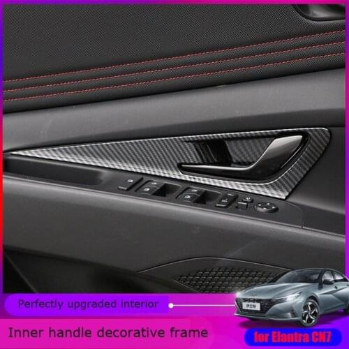For Hyundai Elantra Avante CN7 2020 2021 interior ABS carbon fiber decorative door handle decorative frame