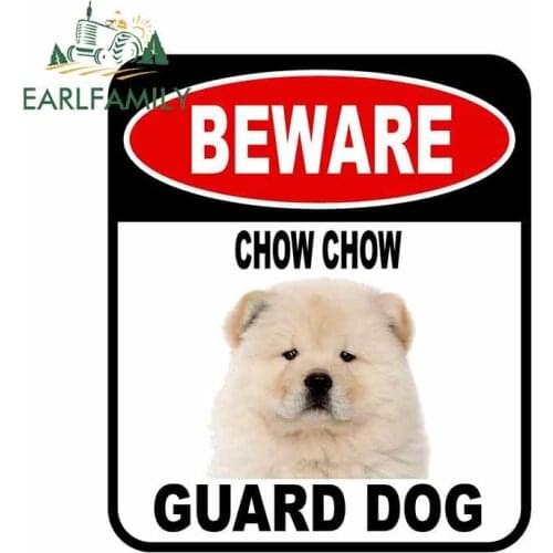 EARLFAMILY 13cm x 11cm BEWARE CHOW CHOW GUARD DOG Car Sticker Cover Scratches Composite Sign Pet Dog Decal