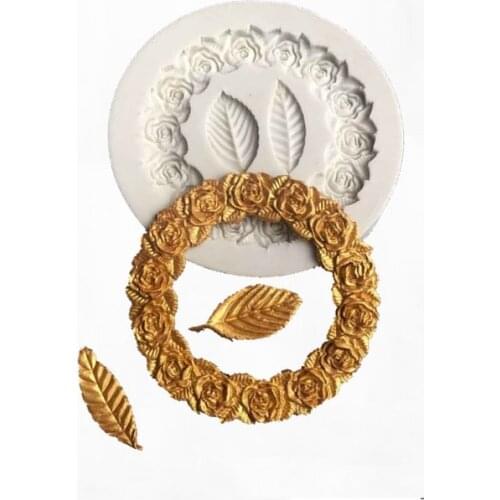 Garland Leaves Photo Frame Fondant Resin Silicone Mold for DIY Pastry CupCake Dessert Plaster Lace Decoration Kitchen Tool Bake