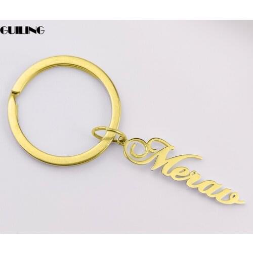 Dainty Customize First Name Charm Key Chain Personalized Christmas Family Gift Stainless Steel Jewelry Men Keychain Accessories