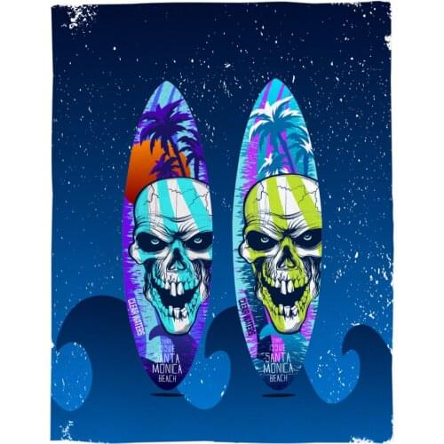 Skeleton Surfboard Throw Blanket Portable Soft Bedspread Microfiber Flannel Blankets for Beds