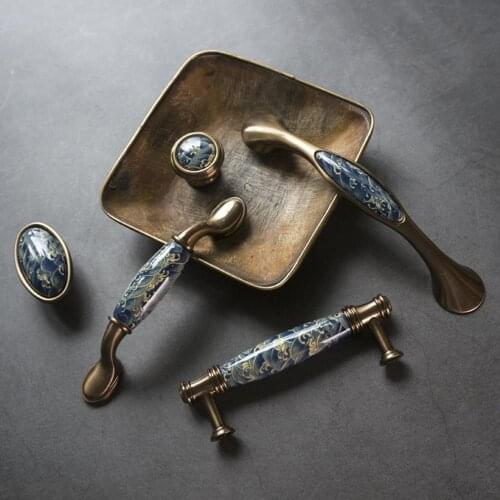 Ceramic handle American drawer cabinet wardrobe handle European pastoral modern minimalist cabinet door cabinet furniture