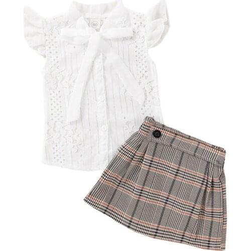 2Pcs Summer Fashion Kids Clothes For Baby Girl Fashion Lace White Shirt Tutu Skirt Outfits Suit Toddler Girl Clothing Set