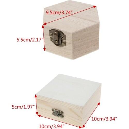 Natural Wood Box Unfinished Plain Wooden Jewelry Storage Painting Art DIY Craft Dropshipping