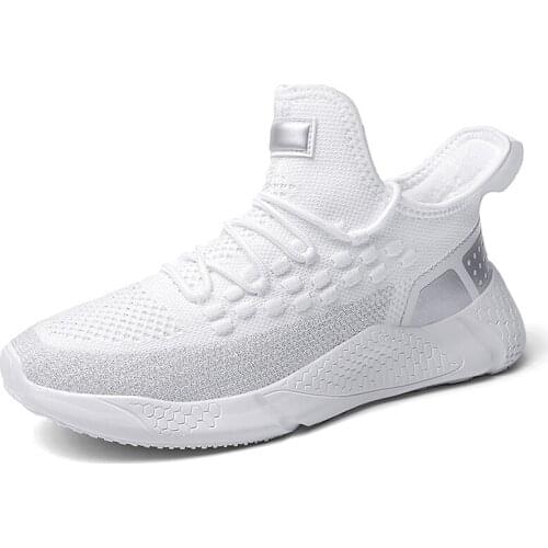 Sneakers Men Running Shoes Gold Thread Stretch Cloth Lightweight White Black Gray Sports Shoe White Breathable For Mens Athletic