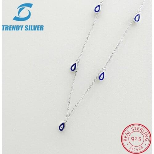 Real 925 Sterling Silver Pendant Necklace Chain Choker 45cm Cubic Zircon for Women Jewelry rose gold